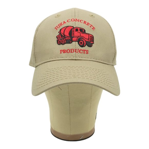 Iuka Concrete Products Khaki Strapback Cap Trucker Baseball Hat Embroidered Logo - Picture 6 of 12